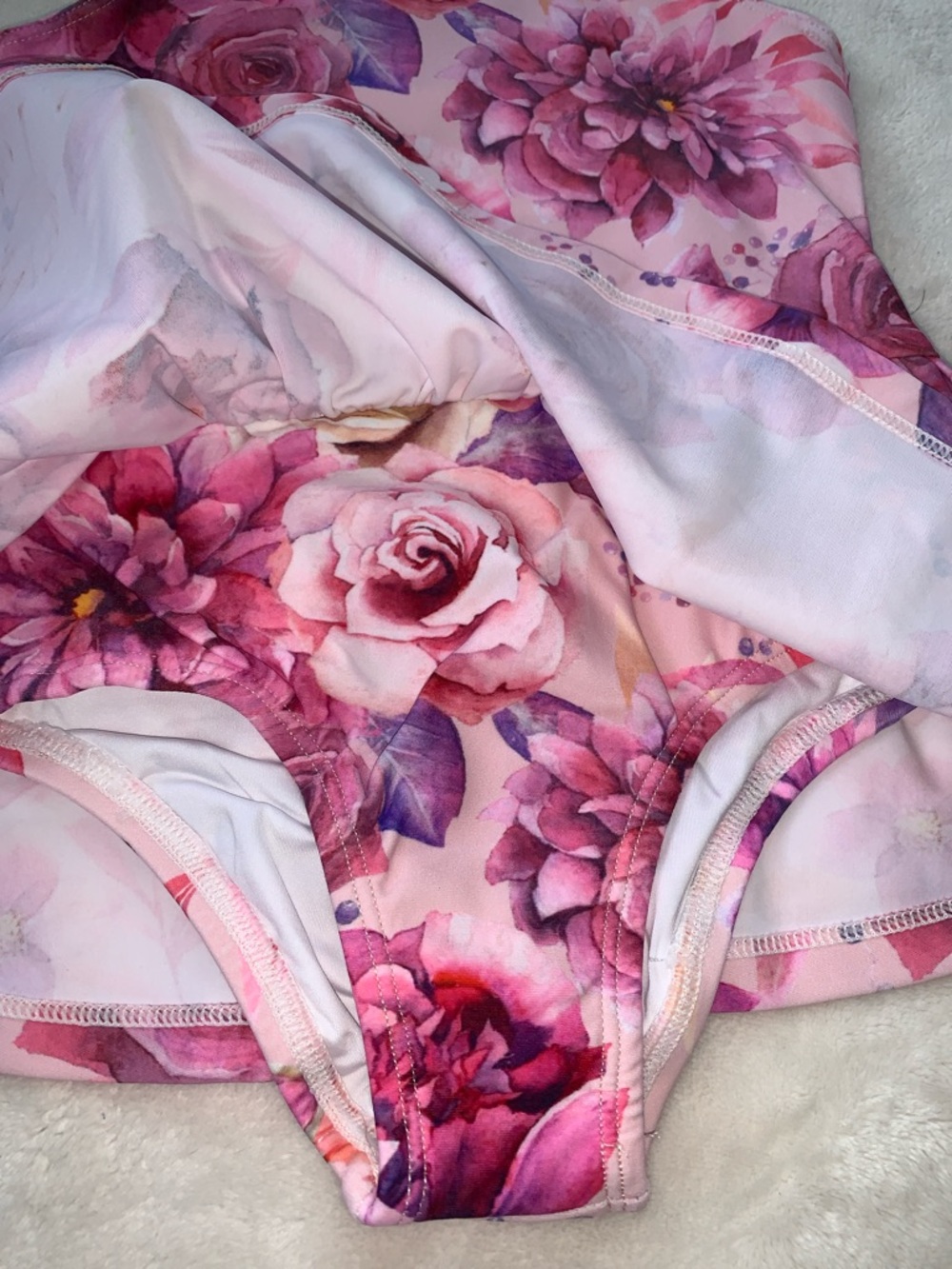 NWT Posh Peanut Amira Girl's One Piece Twirl Skirt Swimsuit 3T Pink Floral - Picture 6 of 8